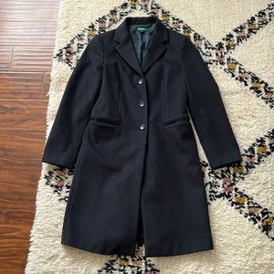 Benetton Navy Wool Long Coat
